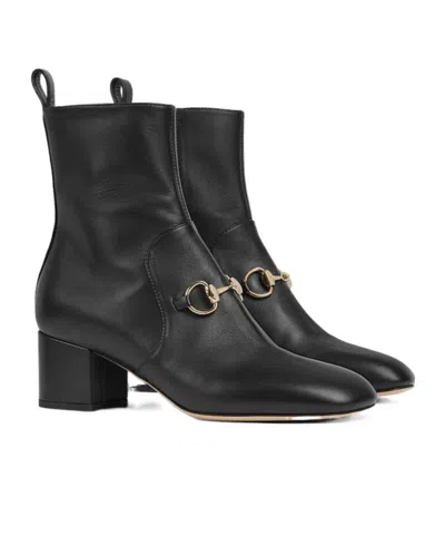 Gucci 55mm Horsebit Ankle Boots In Black