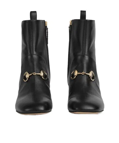 Gucci 55mm Horsebit Ankle Boots In Black