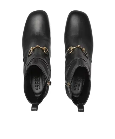 Gucci 55mm Horsebit Ankle Boots In Black
