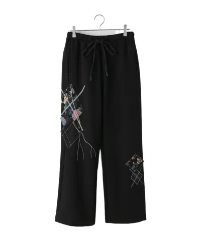 Open Yy Argyle Patched Trousers In Black