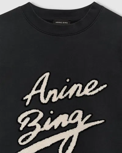 Anine Bing Miles Sweatshirt Chenille Signature Woman Black In Black