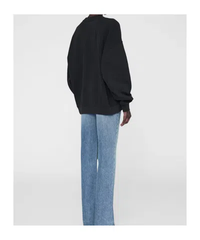 Anine Bing Miles Sweatshirt Chenille Signature Woman Black In Black