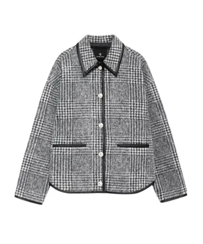Anine Bing Camden Black And Grey Check Jacket In Gray