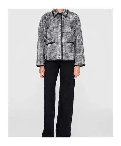 Anine Bing Camden Black And Grey Check Jacket In Gray