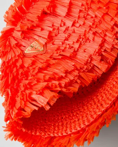 Prada Reversible Crochet Hat In Orange