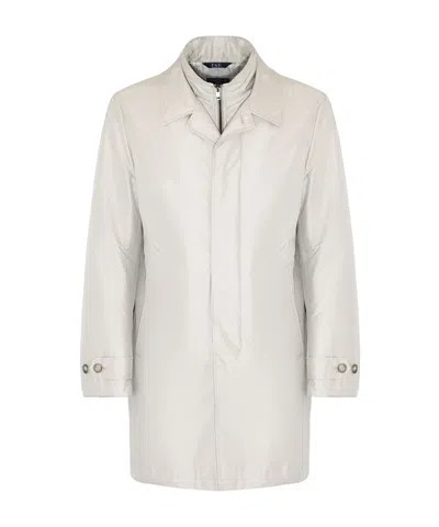 Fay Buttoned Collar Coat In White