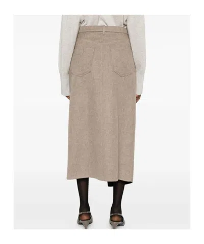 Brunello Cucinelli Asymmetric Brushed-wool Midi Wrap Skirt In Neutral