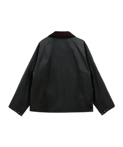 Barbour Mens Sage Modified Transport Check-lined Waxed-cotton Jacket In Green