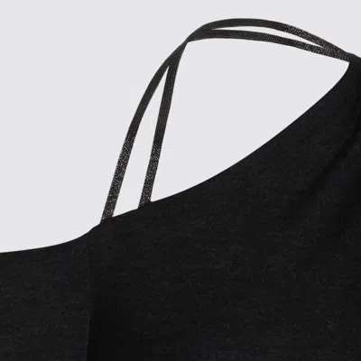 Brunello Cucinelli One-shoulder Long Sleeved Knit Jumper In Black