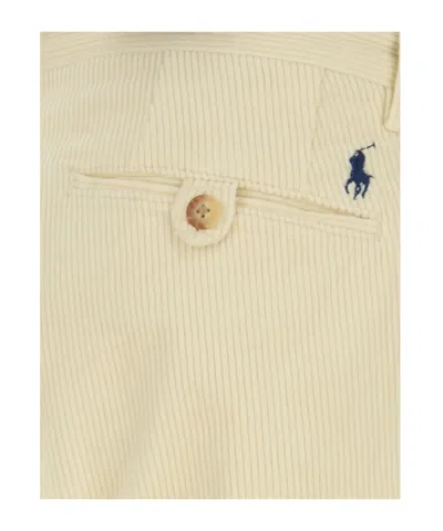 Polo Ralph Lauren Stretch Corduroy Trousers With Pockets And Loops In Neutral