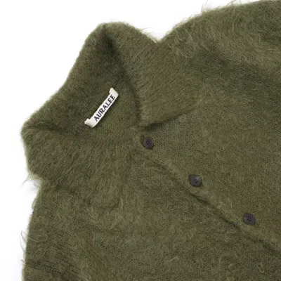 Auralee Soft Mohair Crewneck Sweater In Green