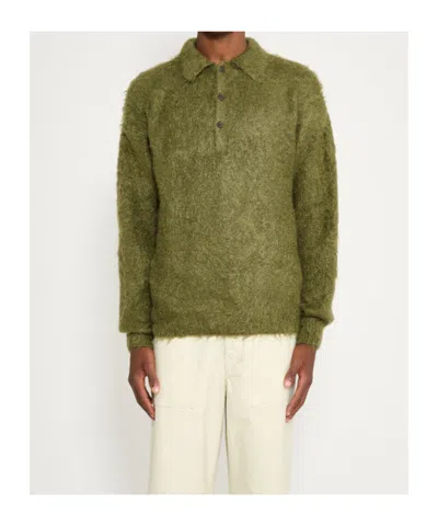 Auralee Soft Mohair Crewneck Sweater In Green