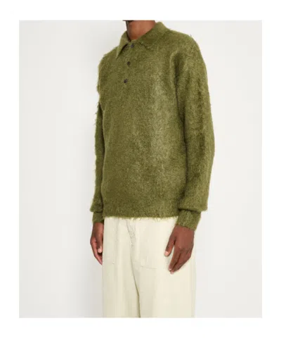 Auralee Soft Mohair Crewneck Sweater In Green
