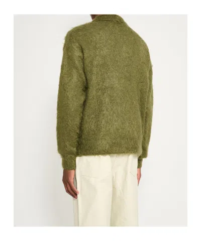 Auralee Soft Mohair Crewneck Sweater In Green