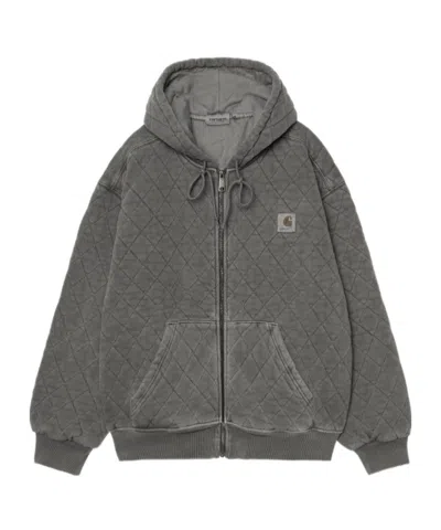 Carhartt Hooded Vista Quilted Sweat Jacket In Gray