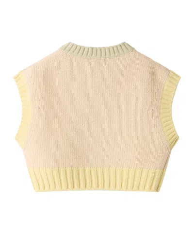 Il Gufo V-neck Ribbed Top In Neutral