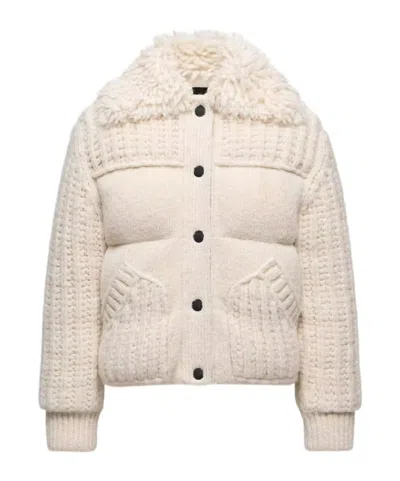 Moncler Hillehorn Alpaca Blend Short Down Jacket In Neutral