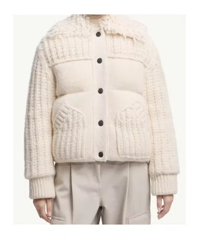 Moncler Hillehorn Alpaca Blend Short Down Jacket In Neutral