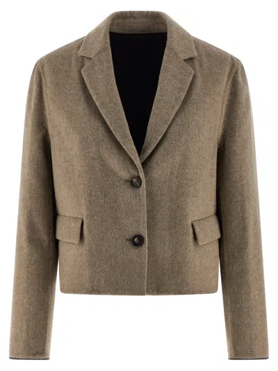 Brunello Cucinelli 'crop' Blazer In Brown