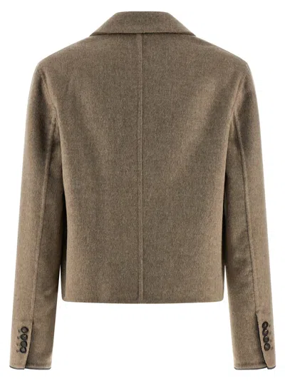 Brunello Cucinelli 'crop' Blazer In Brown