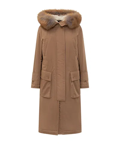 Peuterey Long-sleeved Coat In Brown