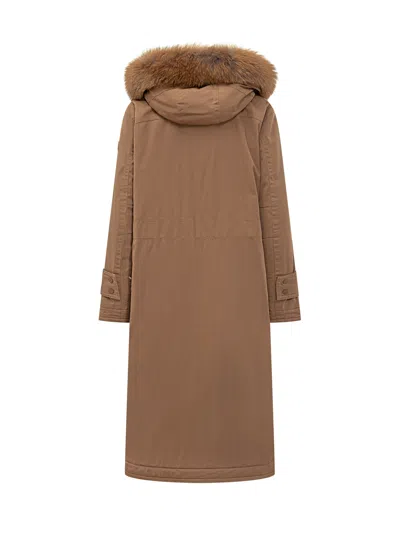 Peuterey Long-sleeved Coat In Brown