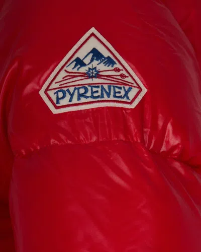 Pyrenex Fitted Glossy Nylon Puffer Jacket With Padded Pockets In Red