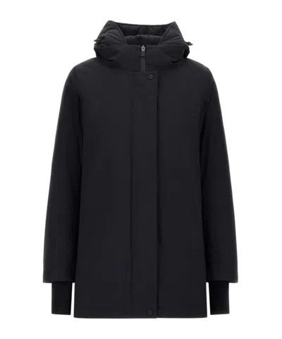 Herno Hooded A-shape Jacket In 2-layer Windstopper In Black