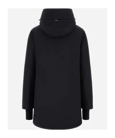 Herno Hooded A-shape Jacket In 2-layer Windstopper In Black
