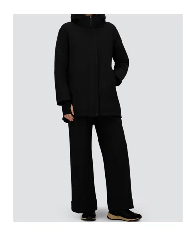 Herno Hooded A-shape Jacket In 2-layer Windstopper In Black