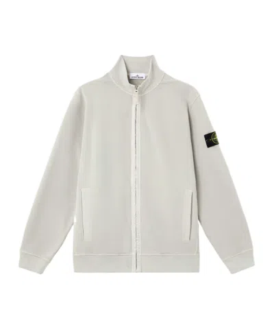Stone Island Regular-fit Zip-up Sweatshirt With Pockets And Logo Print In White