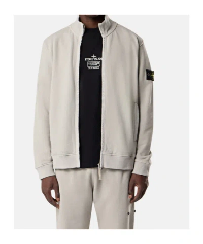 Stone Island Regular-fit Zip-up Sweatshirt With Pockets And Logo Print In White