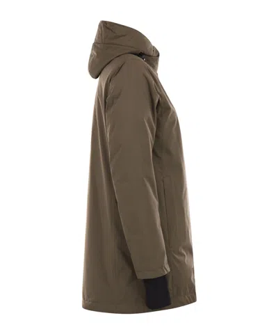 Herno Long-sleeved Hooded Down Jacket In Brown