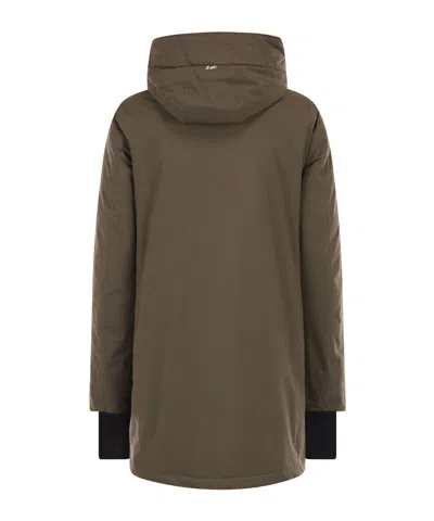Herno Long-sleeved Hooded Down Jacket In Brown