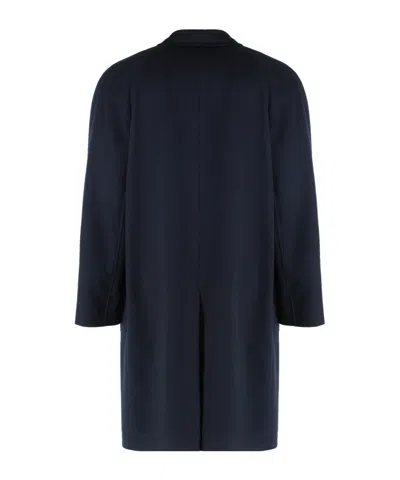 Canali Single-breasted Wool Coat In Blue