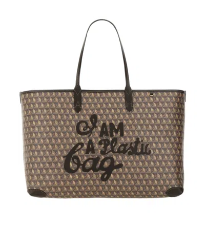 Anya Hindmarch Patterned Top-handle Shoulder Bag In Brown