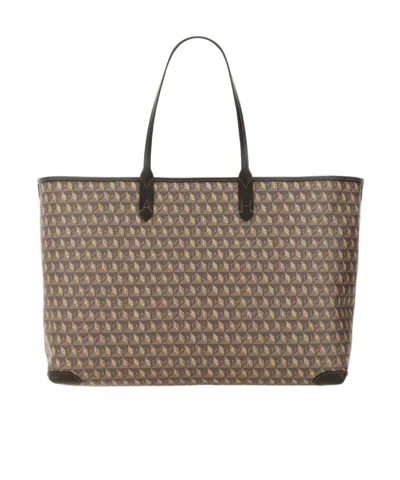 Anya Hindmarch Patterned Top-handle Shoulder Bag In Brown