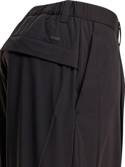 Herno Utility Trousers With Elastic Waistband And Pockets In Black