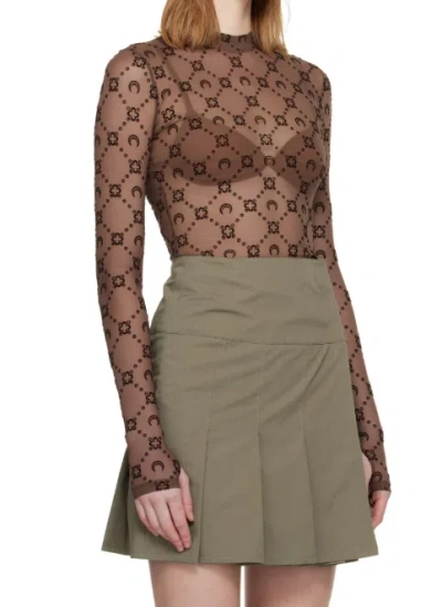 Marine Serre Ssense Exclusive Brown Moonogram Flock Ls Highneck Top In Brown