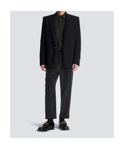 Balmain Grain De Poudre Wool 1-button Jacket In Black
