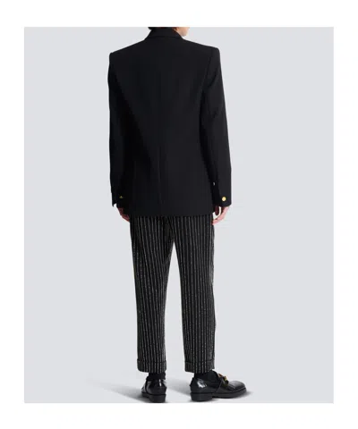 Balmain Grain De Poudre Wool 1-button Jacket In Black
