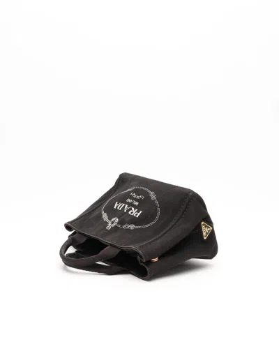 Prada Small Canapa Bag In Black