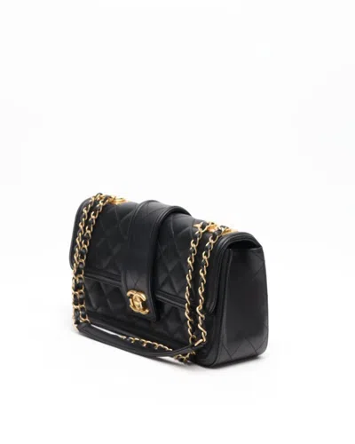 Pre-owned Chanel Elegant Cc Jumbo Single Flap Bag In Black