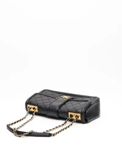 Pre-owned Chanel Elegant Cc Jumbo Single Flap Bag In Black