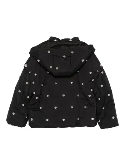 Msgm Studded Puffer Jacket In Black