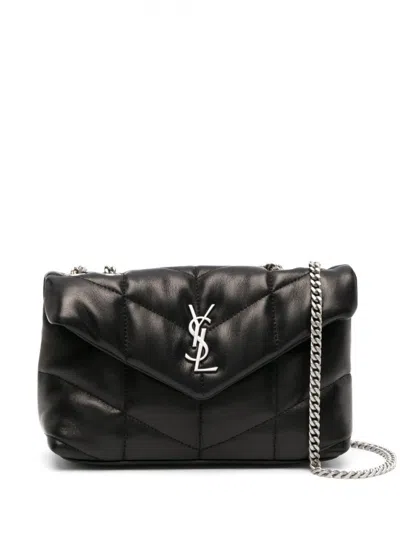 Saint Laurent Lou Puffer Toy Ysl Crossbody Bag In Quilted Leather In Black