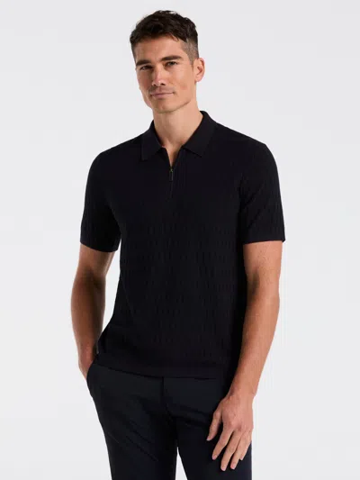 Perry Ellis Men's Geometric Pattern Zip Polo Sweater In Black