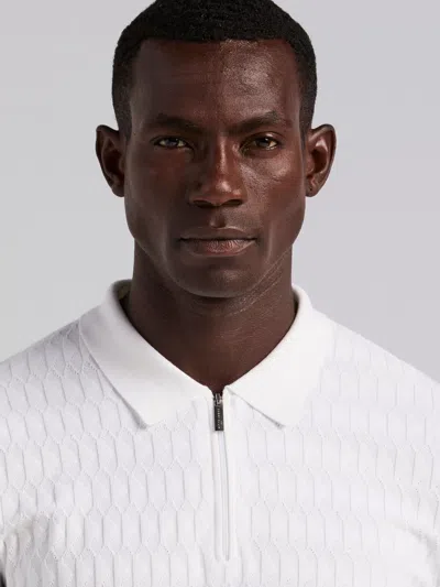 Perry Ellis Men's Geometric Pattern Zip Polo Sweater In Black