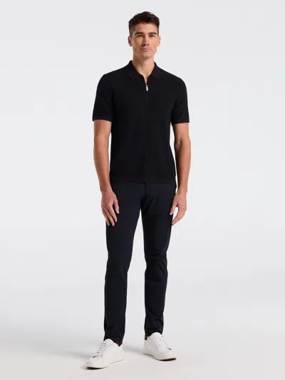 Perry Ellis Men's Geometric Pattern Zip Polo Sweater In Black