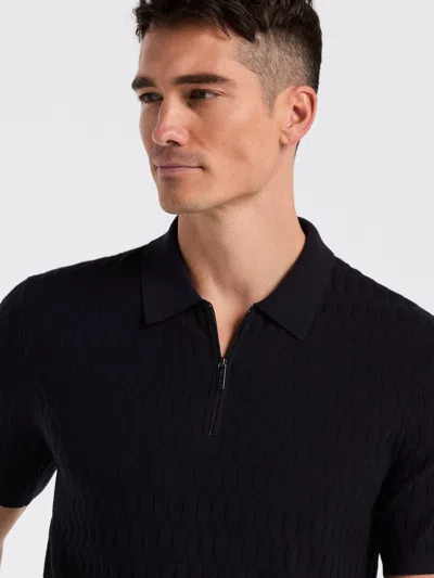 Perry Ellis Men's Geometric Pattern Zip Polo Sweater In Black